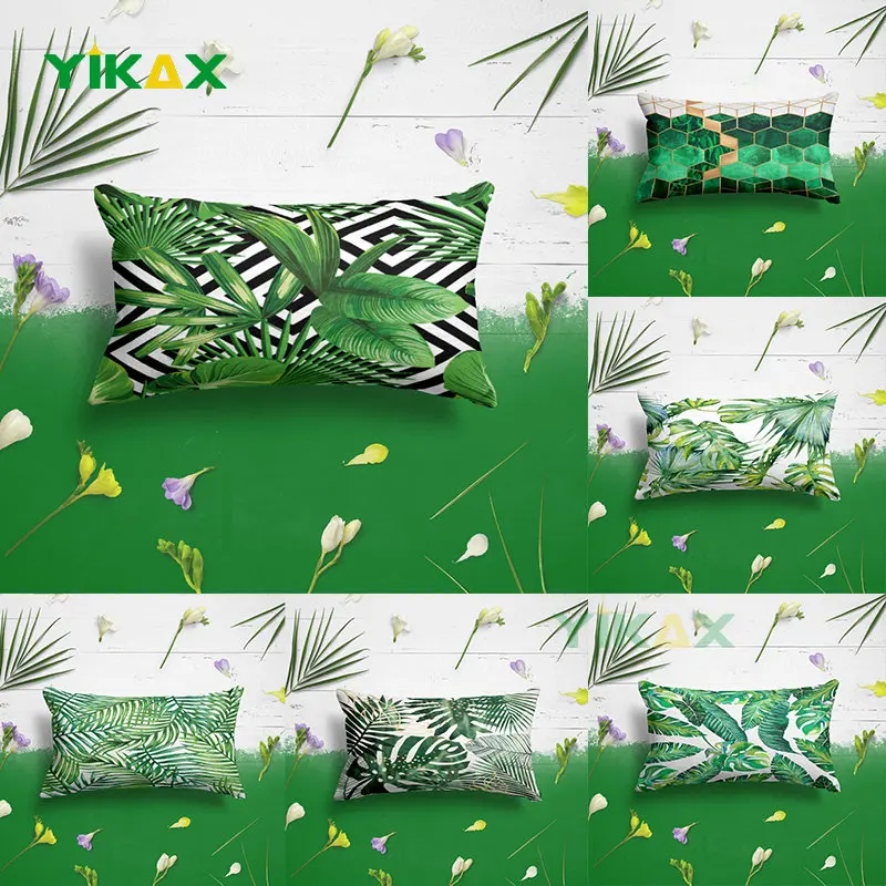 

Green Tropical Leaf Strip Pillowcase 30x50cm Marble Geometric Polyester Cushion Cover Decorative Pillows for Sofa Living Room