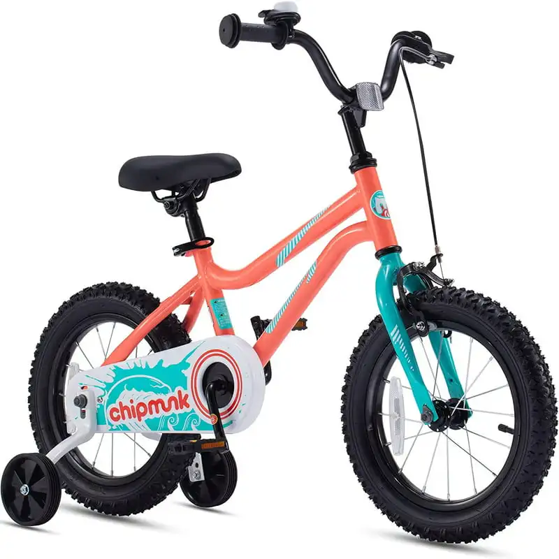 

Велосипед Chipmunk для мальчиков и девочек, 16-дюймовый велосипед с тренировочными колесами и подставкой, красный