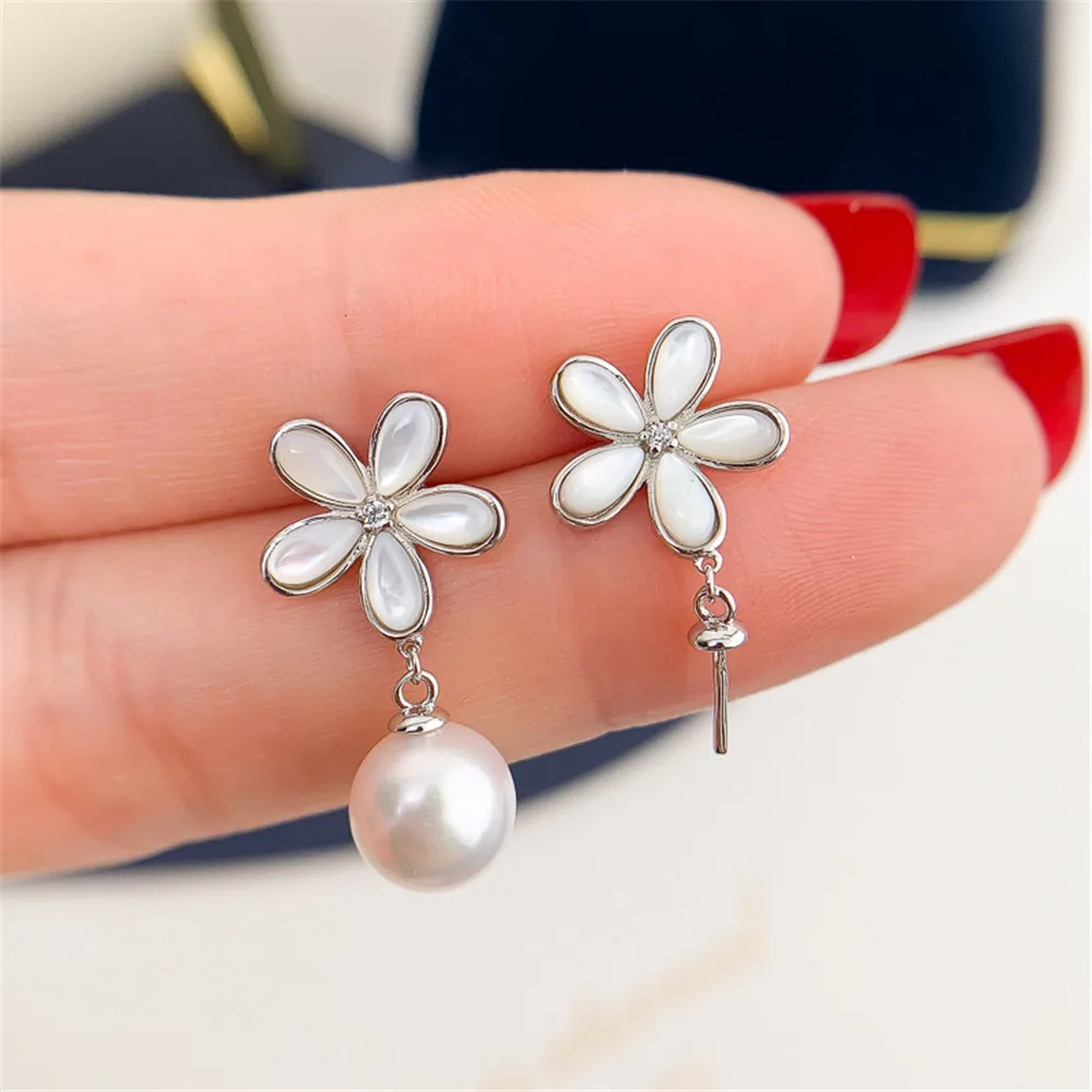 

S925 Sterling Silver Pearl Beads Stud Earrings Setting Base Diy Jewelry Making Findings&Components
