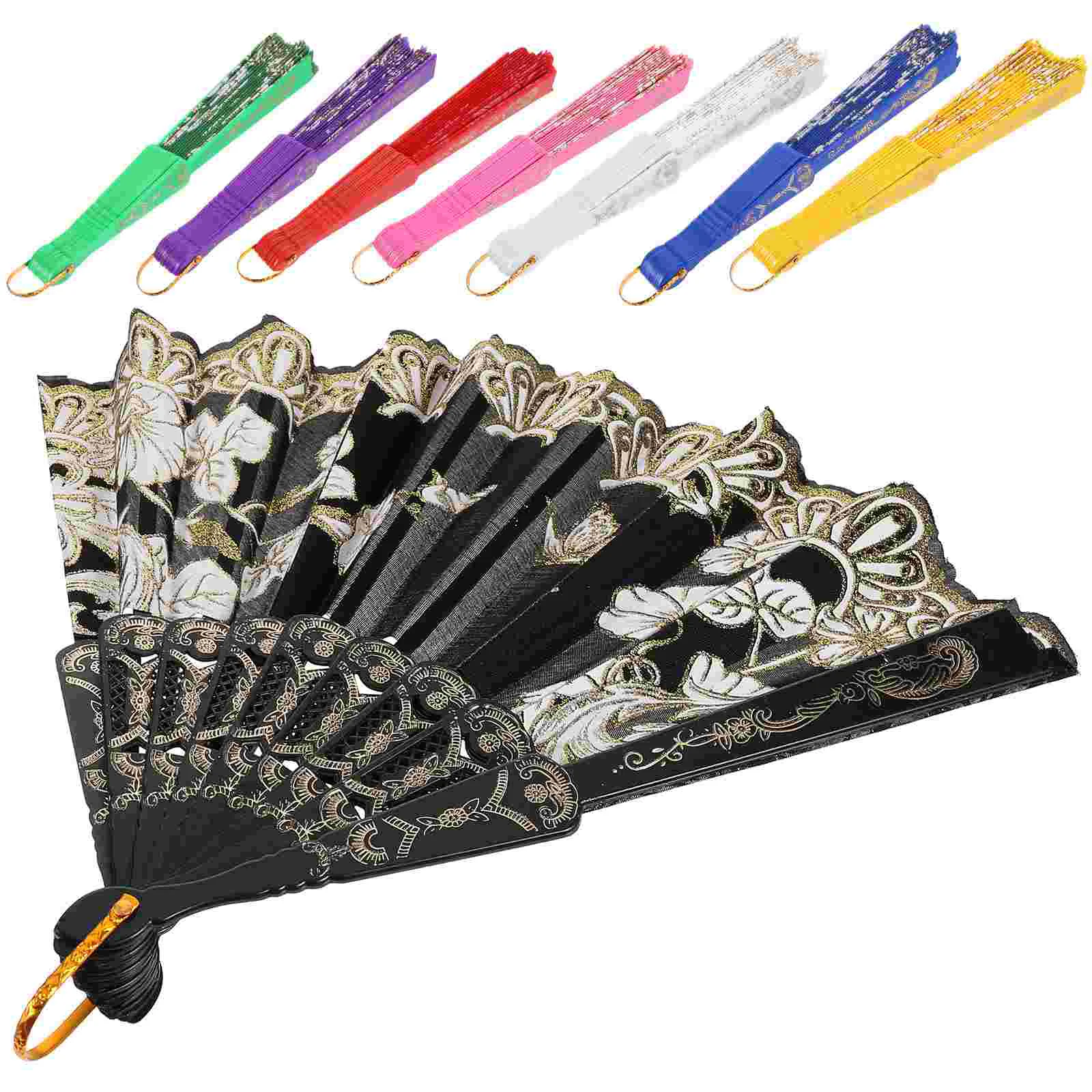 

8Pcs Folding Hand Fan Vintage Handheld Dancing Fan Retro Style Fan Foldable Dance Fan