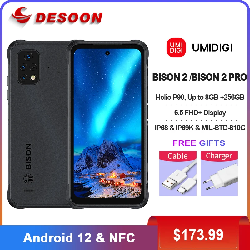 UMIDIGI BISON 2 /BISON 2 PRO Rugged Phone Android 12 Smartphone Helio P90 6.5