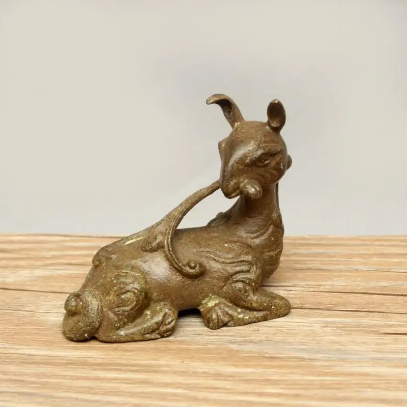 

Copper Divine Deer Figurines Animal Ornament Desktop Decoration Crafts Accessories Solid Brass Home Feng Shui Decor
