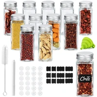 spice jars set with lids 12 spice shakers 120 ml square glass spice container for storing spices