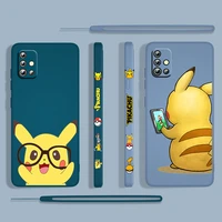anime pikachu cute cartoon for samsung galaxy a73 a53 a33 a52 a32 a22 a71 a51 a21s a03s a50 4g 5g liquid left rope phone case