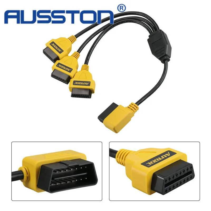 

Ausston 50cm OBD2 Cable 1 to 3 Converter Adapter OBD2 splitter Y Cable J1962M to 3-J1962F splitter OBD2 Extension Cable
