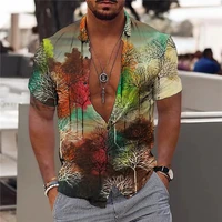 hawaiian fancy mens shirt 3d printed beach shirt coconut tree short sleeve large shirt summer new shirt 2022