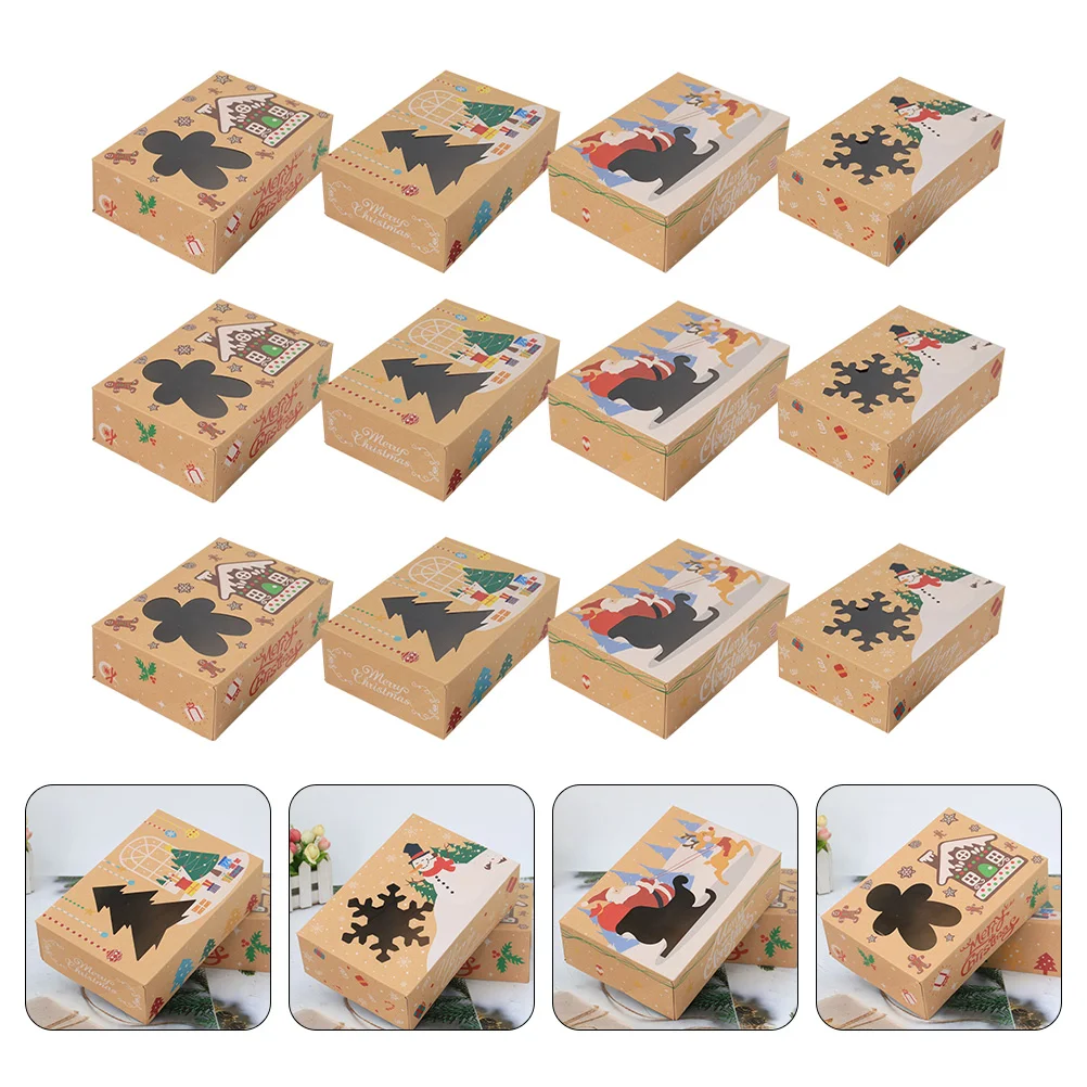 

Box Christmas Gift Boxes Holidayfavor Paperholder Treat Chocolate Bakery Present Cardstock Wedding Goodiecookie Kraftcandy Case