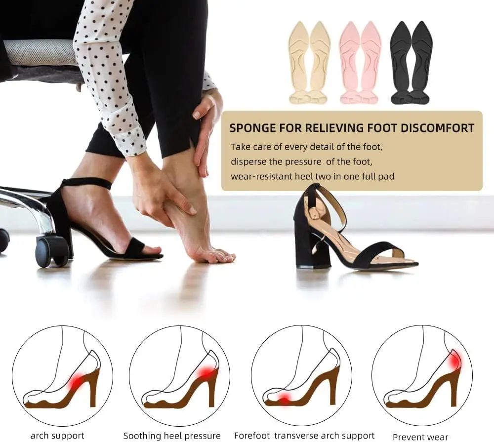 1 Pair Memory Foam Insole Pad Inserts Heel Post Back Breathable Anti-slip for Women High Heel Shoe New Shoe Arch Support Insoles
