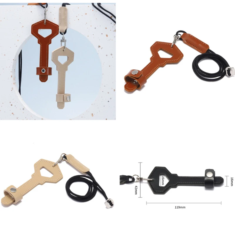 

Key Shape Leather Glasses Chain Storage Case Sunglasses Hanging Neck Strap Rope Anti Fall Eyewear Clip Lanyard