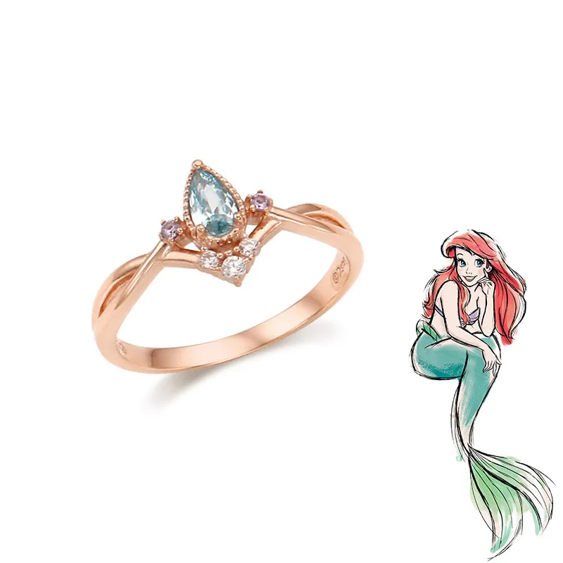 

Disney Princess Ring Snow White Cinderella The Little Mermaid Enchanted Clear CZ Finger Ring for Women Wedding Engagement Jewely