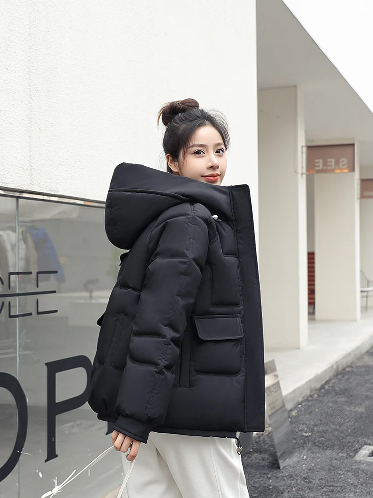10 Colors Available Women Winter Jacket Hooded Solid Oversized Korean Style Warm Thicken Female Coat Short Parka