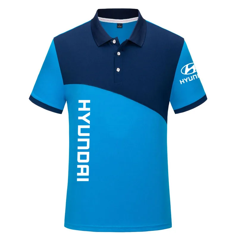 

Summer Casual Harajuku cotton Lapel Male Tees Hyundai car logo print High quality Men's T-Shirt Hot sale sports men's shirt