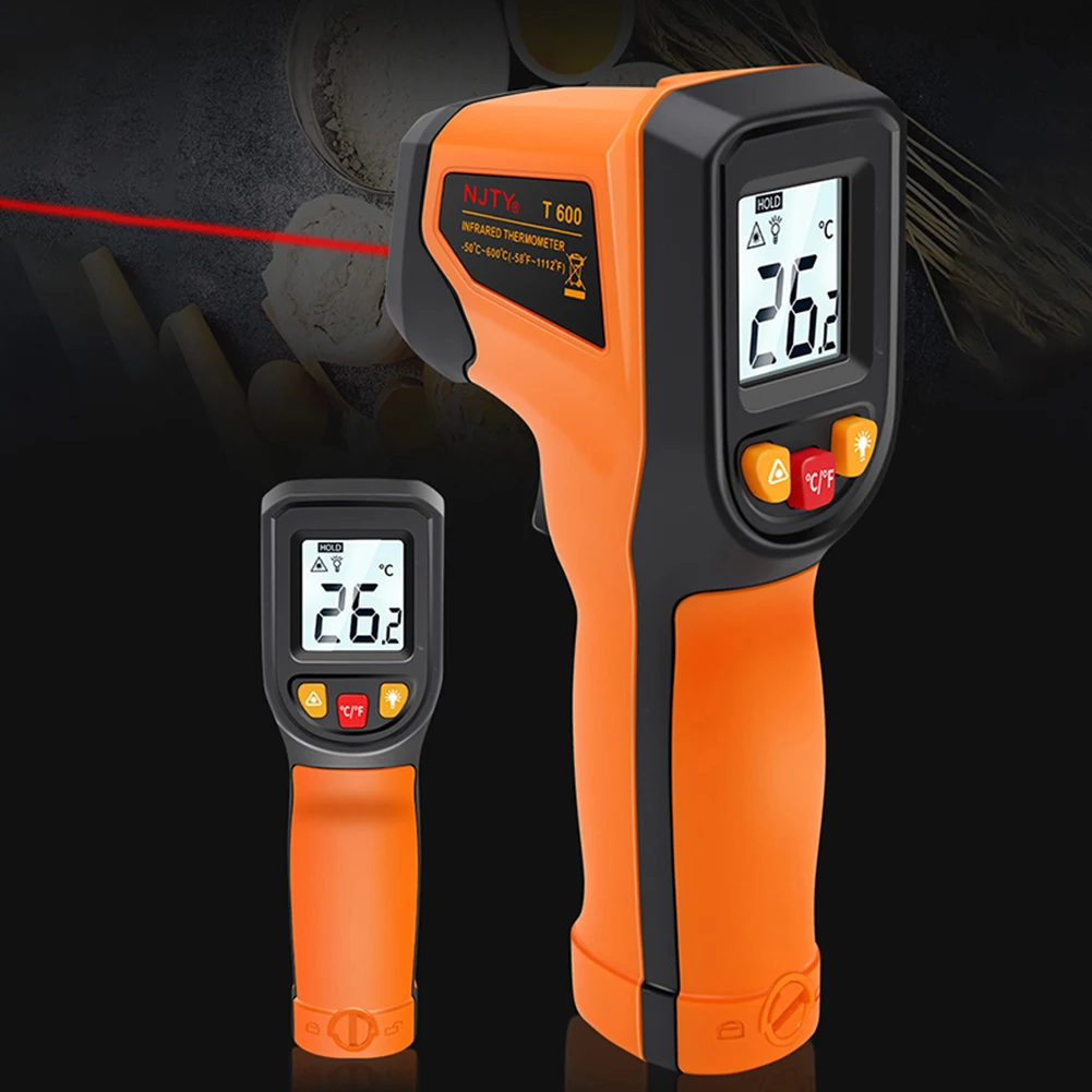 Инфракрасный термометр с подсветкой ручной до 600 градусов по Цельсию цифровой