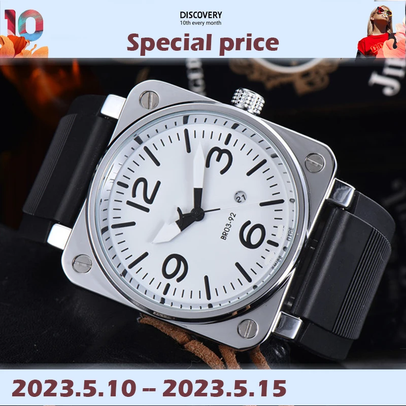 

2023 Men's Stainless Steel 3-Pin Tape BR Square Watch Same Quartz Watch Mens Watches Top Brand Luxury