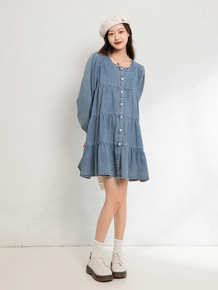 Spring Long Sleeves Casual Loose Dress Maternity Clothes for Pregnant Women Denim Lady Dress Pregnancy Dresses enlarge