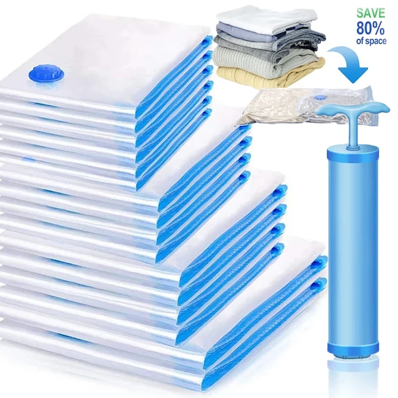 

Вакуумный мешок для хранения одежды, складной компрессионный Органайзер с прозрачной рамкой и клапаном, компактный пакет для путешествий