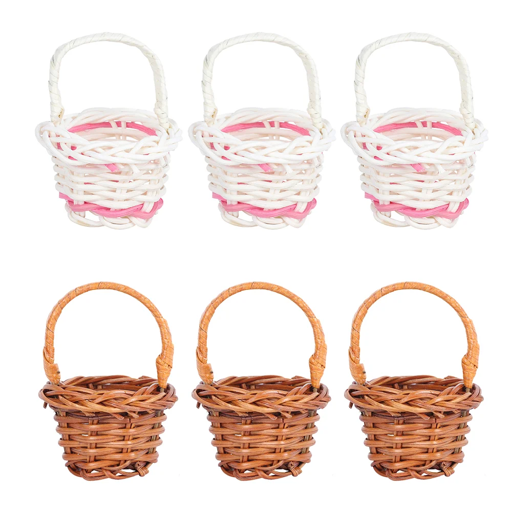 

6 Pcs Flower Baskets Bamboo Rattan Baskets Handheld Basket Small Baskets