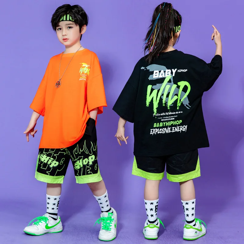 

Boy Summer Hip Hop Clothes Sets Fashion Street Wear Outfits Kids T-shirt Shorts 2PCS Letter Print Children Costume 8 10 12 14 Y