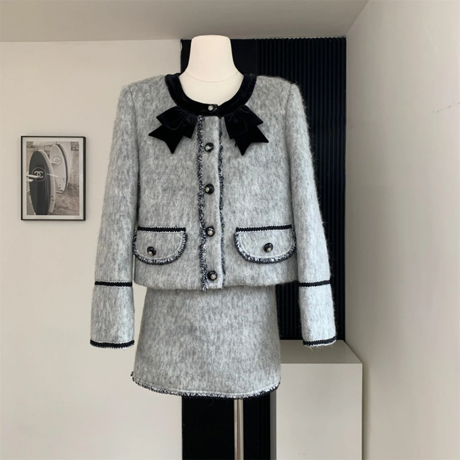 Женский комплект из двух предметов элегантный укороченный пиджак с длинным