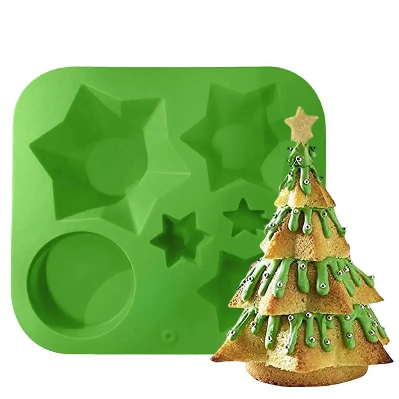 

3D Christmas Tree Mold Baking Mold Trays For Cake Chocolate Christmas Decorations Silicone Mould Cake Mould For Party Decor DIY
