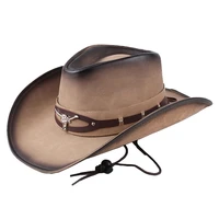 100 leather classical unisex western cowboy hat for male gentleman lady sombrero de vaquero jazz cap roll up brim free shipping