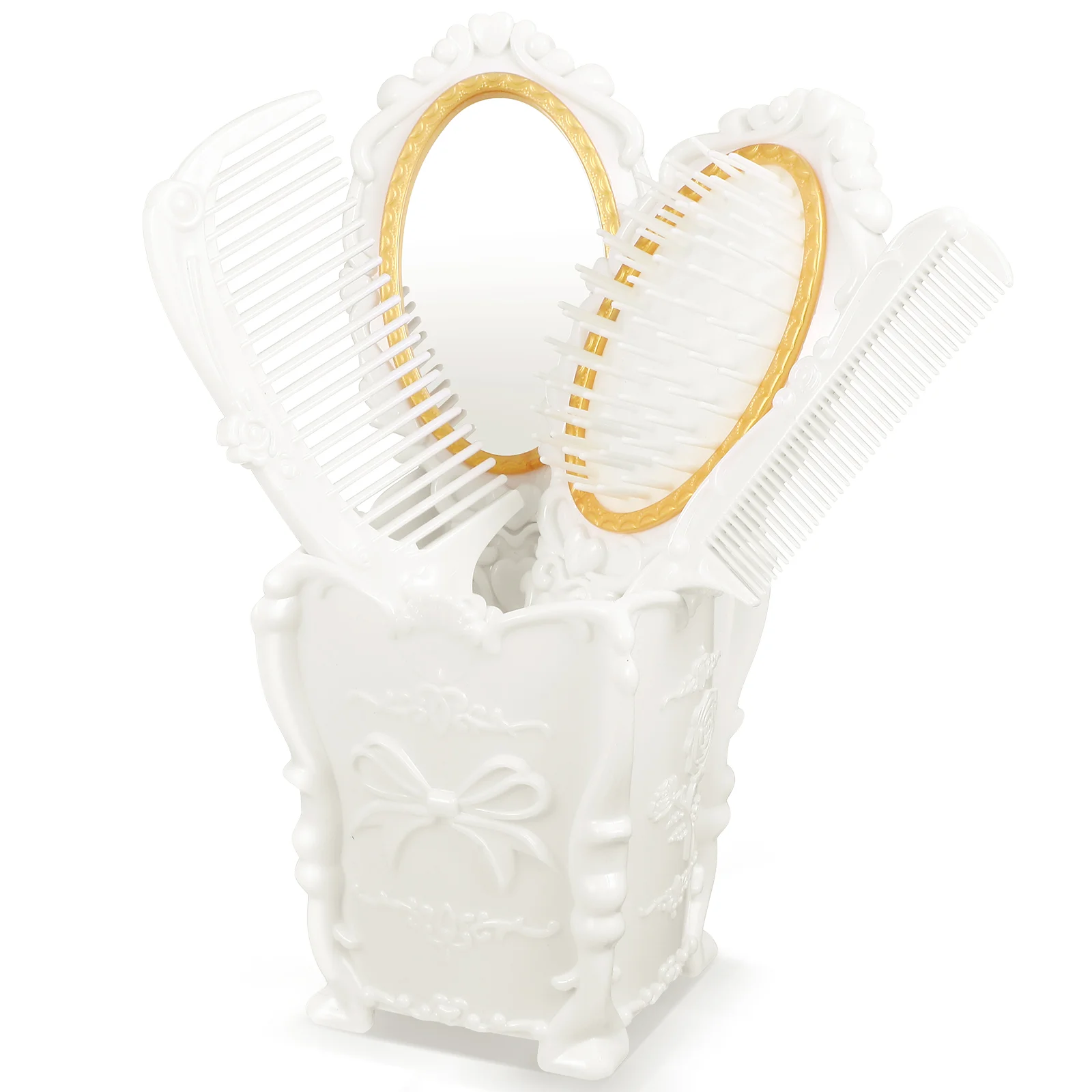 

1 Set Novelty Chic Practical Vintage Hair Brushes and Mirror Vintage Brush and Mirror Handheld Mirror with Hair Brushes