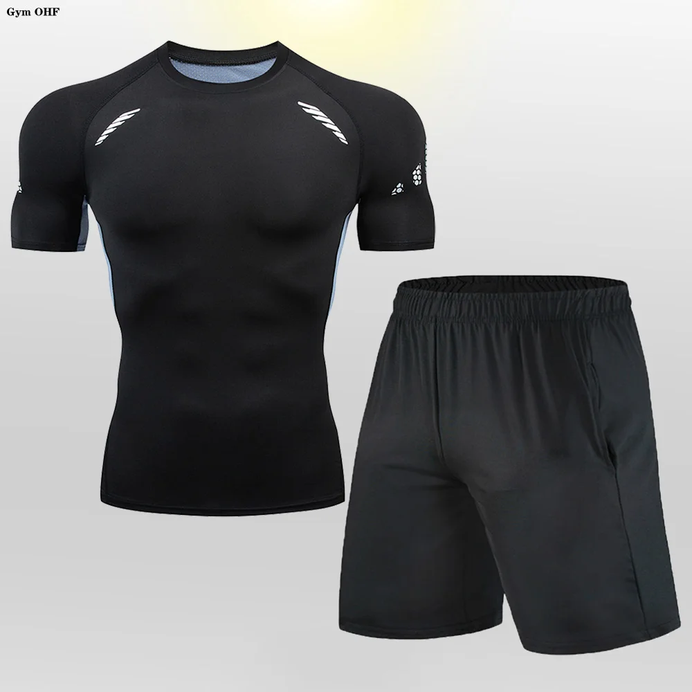 Мужской комплект из 2 предметов с шортами и коротким рукавом мужской спортивный