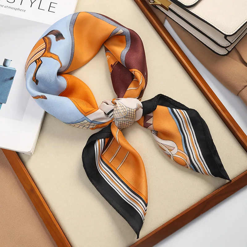 Элегантный шелковый шарф женский модный универсальный с защитой шеи 70