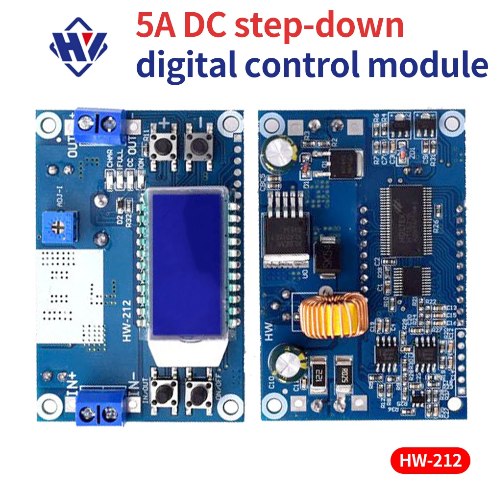 

5A DC 6.5V-36V adjustable CNC high-power step-down power supply module LCD LCD display button input 50W voltage board 1.2V-32V