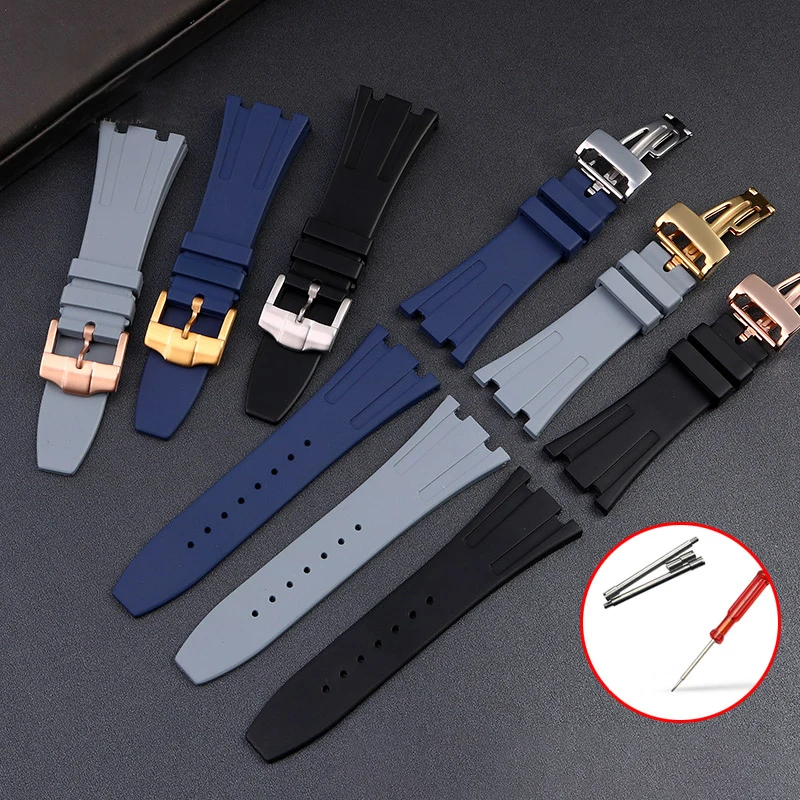 

26mm Fluororubber Watch Band For AP For Piguet +Tools Men's Watch Accessories Band Bracelet butterfly buckle tools
