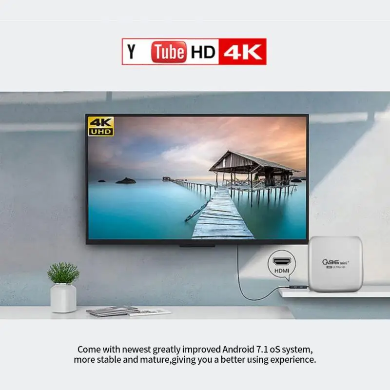 Q96 Мини ТВ-приставка Android 7 1 Смарт Amlogic S905W 4 ядра 64 бит Гб + 8 100M 2 4G Wifi медиаплеер Q96mini |