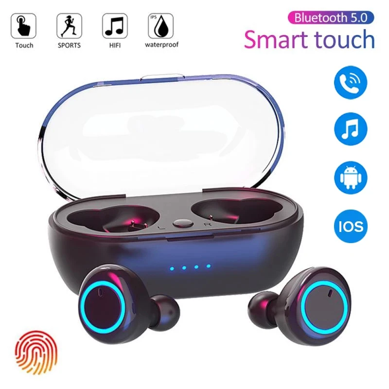 

TWS Y50 Bluetooth наушники 5,0 беспроводная гарнитура IPX7 водонепроницаемые наушники с глубокими басами настоящие Беспроводные стереонаушники спор...