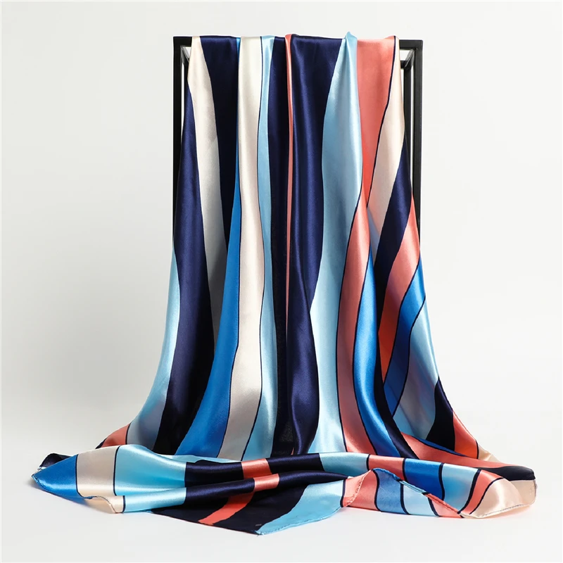 

Square Scarf For Hair Bands Fashion Satin Hijab For Women Neckerchief Female Headband On The Head Wraps Print Shawls Bandana