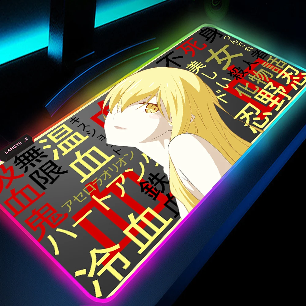 

Bakemonogatari Shinobu Oshino Rgb Large Gaming Mousepad Extended Pad Backlit Mat Gaming Mouse for Computer Desk Mat Mouse Mat