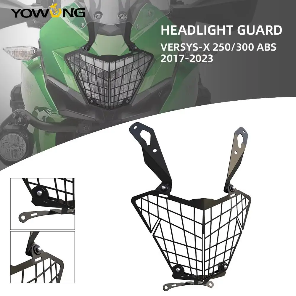 

NEW For Kawasaki Versys X300 X250 VERSYS300 VERSYS250 VERSYS-X 300 250 ABS 2017-2023 Motorcycle CNC Headlight Cover Grille Guard