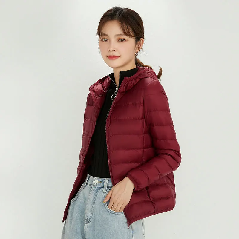 Lightweight Hooded Short Down Jacket Woman Winter 2023 Oversize Spring Parka Female Bomber Demi-season Quilted New In Outerwear