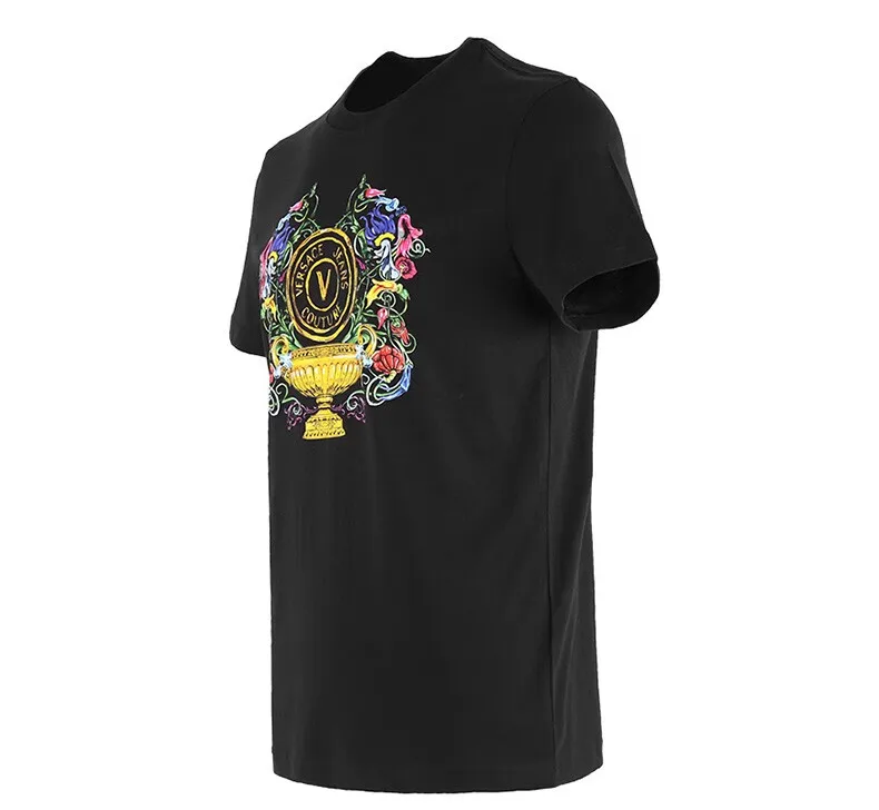 Джинсы с красочным логотипом хлопковая футболка короткими рукавами и круглым