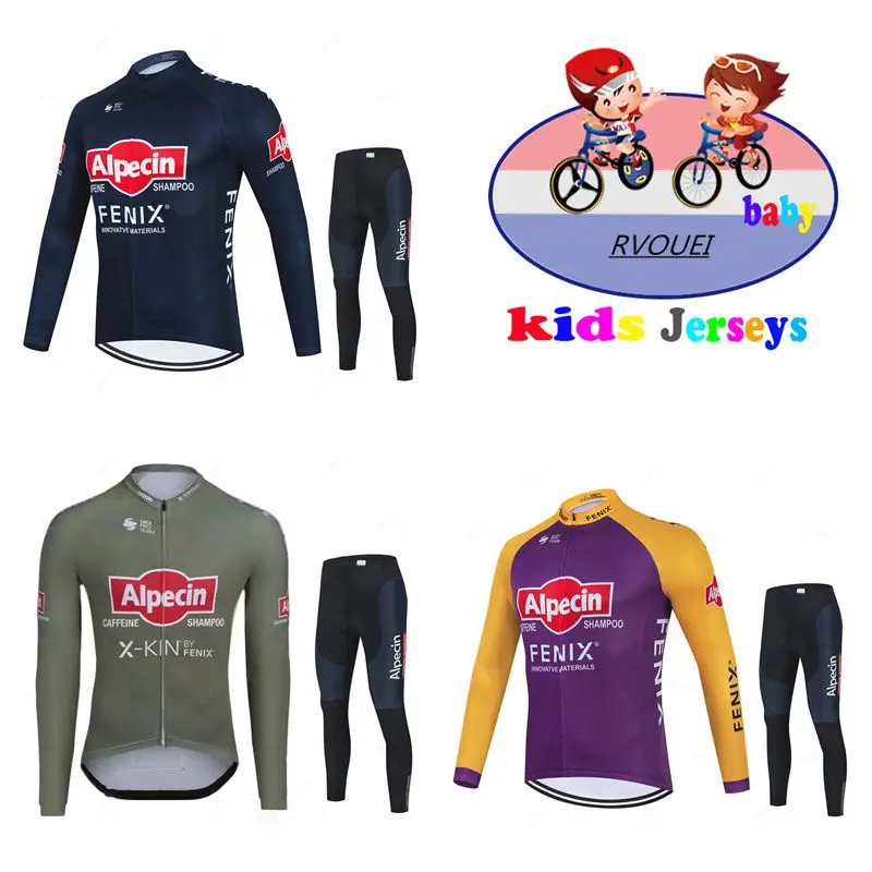 

Одежда для велоспорта Alpecin Fenix, дышащая детская футболка с длинным рукавом, комплект дышащей спортивной одежды, детская велосипедная одежда