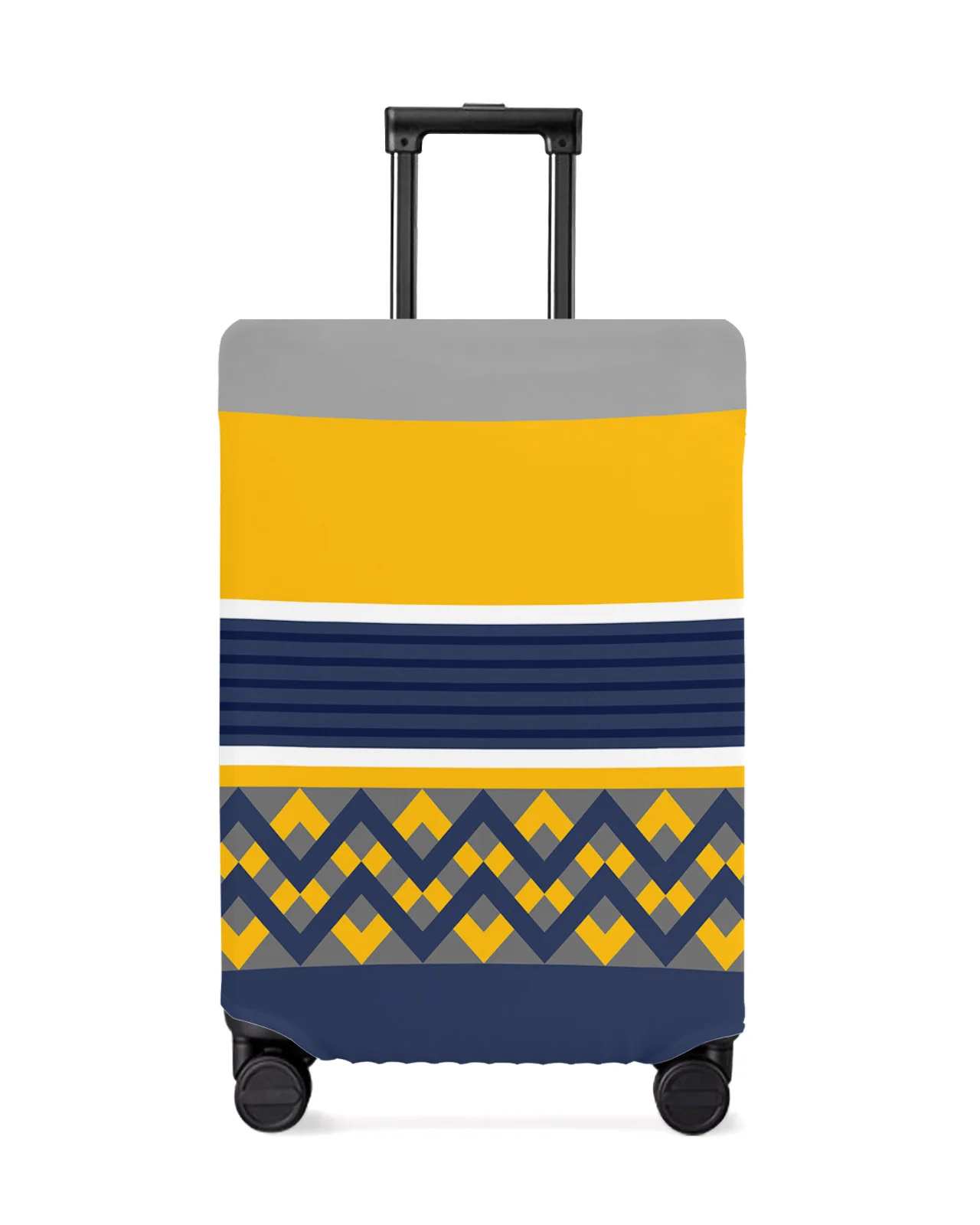 

Blue Yellow Gray Striped Geometric Lines Travel Luggage Cover Elastic Baggage Cover Suitcase Case Dust Cover Travel Accessories