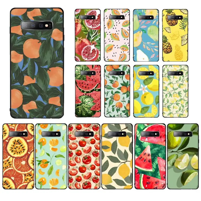 

Summer green leaves fruit lemon peach Phone Case for Samsung S10 21 20 9 8 plus lite S20 UlTRA 7edge