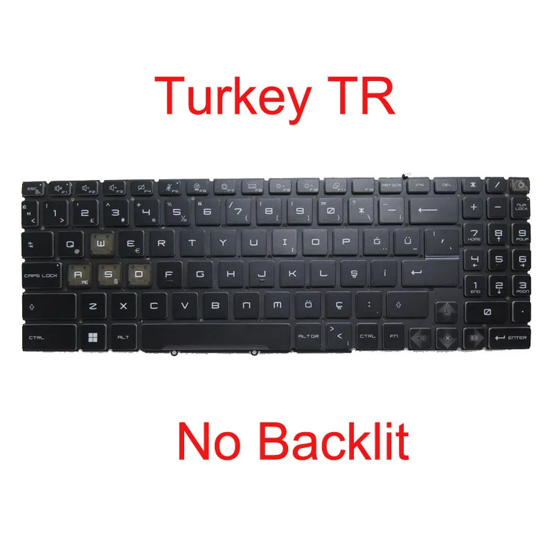Фото Новая клавиатура CZ TR BG TW с белой и красной подсветкой или без подсветки для MSI Katana GF66 11SC 11UC 11UD 11UE 11UG, без рамки, с красными надписями №2