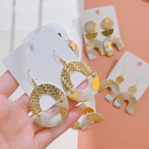Geometry Polymer Clay Handmade Earring Women dangle pendientes verano 2022 trend new ceрьги 2022 тренд HoBИH piercing fashion