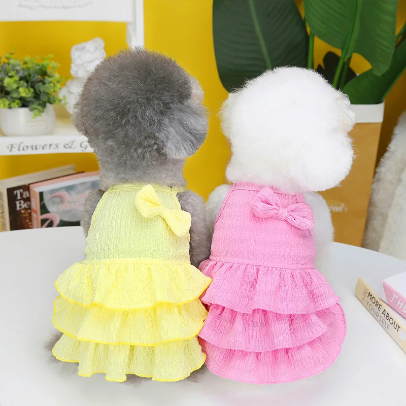 

Одежда для домашних животных, платья принцессы для собак, милый костюм кошки, юбка на подтяжках, юбка с бантом для домашних животных, платье для торта, тюлевые платья