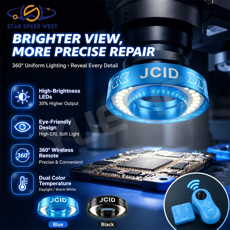 Фото JCID ML-01/Pro Умный светодиодный кольцевой микроскоп с регулируемой теплой и холодной цветовой температурой для пайки телефонов №1