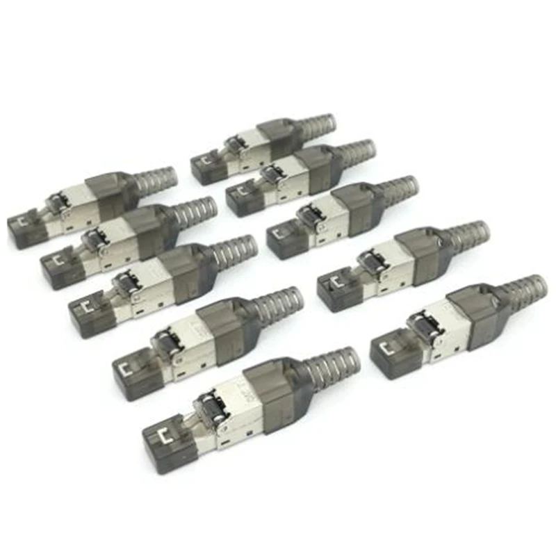 

Cat7 Rj45 Connector Ethernet Plug Adapter Tool-Free Crimping Shielded Crystal Head 8P8C 10GB Network Ethernet Cable Plug