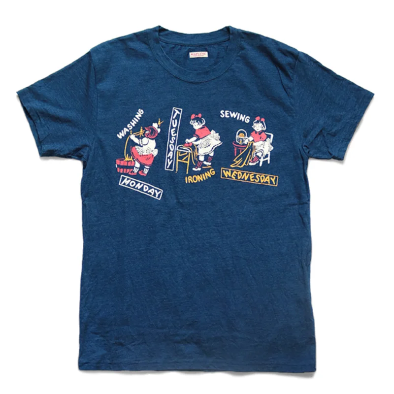 

Футболка KAPITAL мужская с принтом в японском стиле, модный Свободный Топ для отдыха с круглым вырезом и принтом, окрашенная синяя, лето 2023