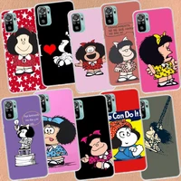 cute m mafaldas phone case for xiaomi redmi 10 9 prime 8 7 6 10a 10c 10x 9a 9c 9t 8a 7a 6a s2 k20 k30 k40 pro capa coque