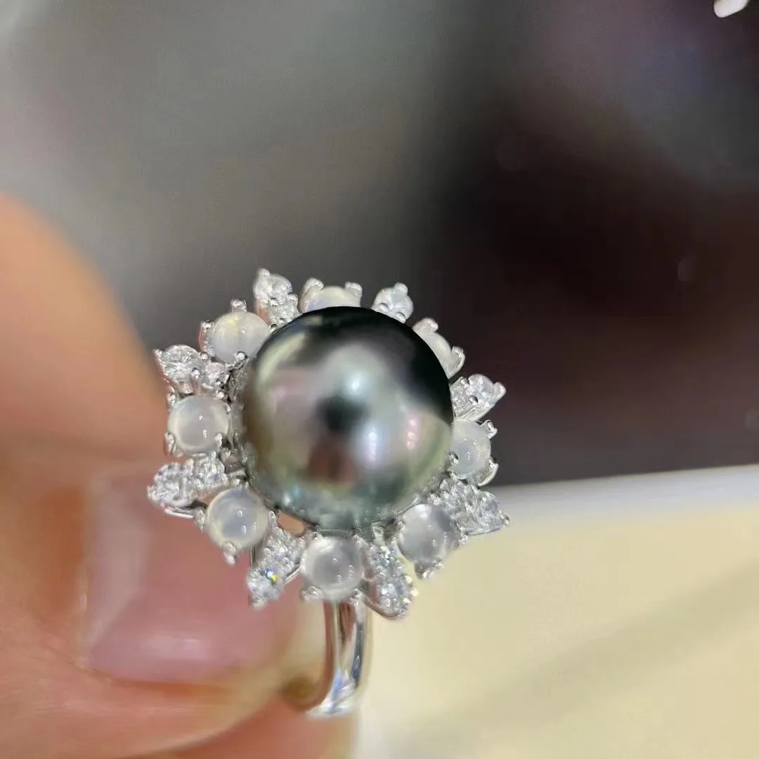 Женское кольцо из серебра 925 пробы с жемчугом 11-12 мм