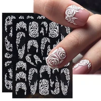 5d acrylic embossed stickers for nails snowy white flower lace nail art sliders decoration carved decals manicure tips bestz 5d