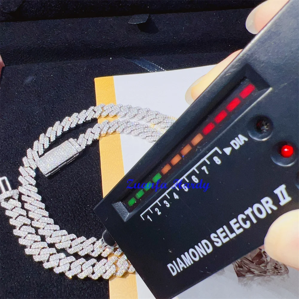 Алмазный тестер зуанфа VVS Мужская цепь из кубинской цепи с муассанитом 8 мм 10
